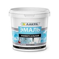 Эмаль Лакра акрил. универсал. Белая 0,9 кг мат.